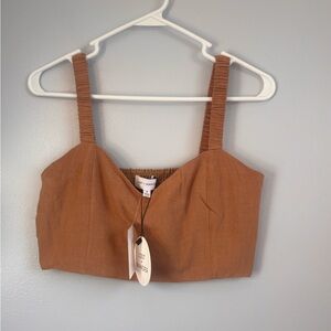 Lost + Wander Rust Brown Crop Top with Ruched Straps. Sz S NWT